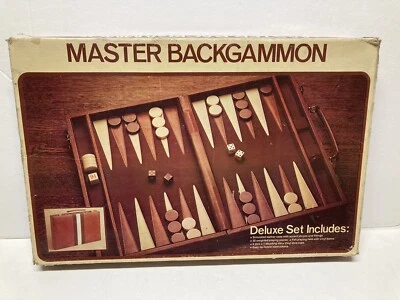 Master Backgammon Deluxe Set (1980) in Tan/Brown Vinyl Game Case Box - Image 1 of 4