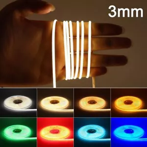 1-5m 3mm COB LED Strip Light 12V 5V 24V Flexible LED Ribbon Tape Lamp 384leds/m - Picture 1 of 17