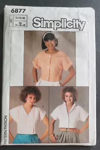 Simplicity 6877 Pattern Misses' Easy To Sew Cropped Tops 10 12 14 New Uncut - Picture 1 of 2