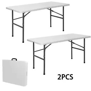 2X 4FT Folding Camping Table w/Handle Safety Lock Outdoor & Indoor Picnic Table - Picture 1 of 21