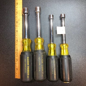 Lot Of 4 SAE Klein Tools 6 Point Hex Nut Drivers 5/16, 11/32, 7/16, 1/2 NO 3/8 - Picture 1 of 8