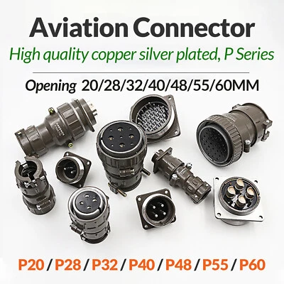 P20/28/32/40/48/55/60 Screw Type Aviation Plug / Socket Round Connector Solder - Image 1 of 4