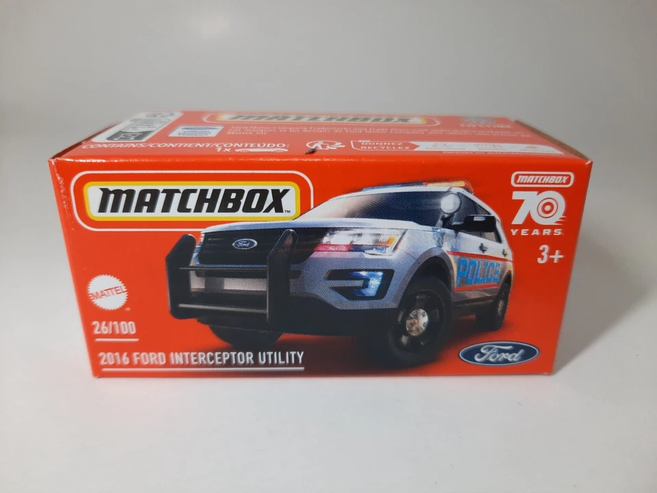 Matchbox 2024 Mattel 2016 Ford Interceptor Utility 26/100 Box Modellino 1/64 - Immagine 1 di 1