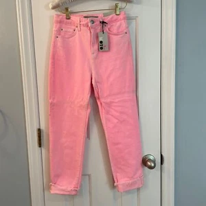 Women’s Jeans Topshop Moto Straight Pink W 25 NWT $75 - Picture 1 of 5