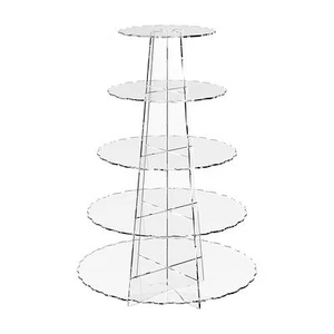 Acrylic Cupcake Display Stand Cup Cake 5 Tier Clear Riser- Scallop by Displaypro - Picture 1 of 5