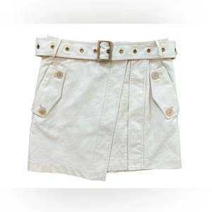 Salvatore Ferragamo elfenbein Baumwolle Gürtel asymmetrisch Faltenrock Gr. 38 Italy - Bild 1 von 13