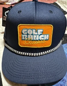 Golf Ranch Clásico Azul Marino Blanco Naranja Snap Back Pukka Tech Tela Sombrero - Imagen 1 de 4