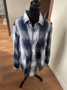 Old Navy Blue Plaid 100% Cotton Unisex Shacket NWT Medium - Picture 1 of 6