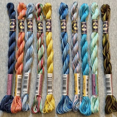 10 DMC Perle Color Variations Size 5 Pearl Cotton Thread No Repeats NOS - Image 1 of 4