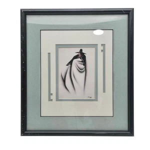 Vintage Framed Native American Art Tile Signed Robert Redbird THE CHANTOR - Picture 1 of 8