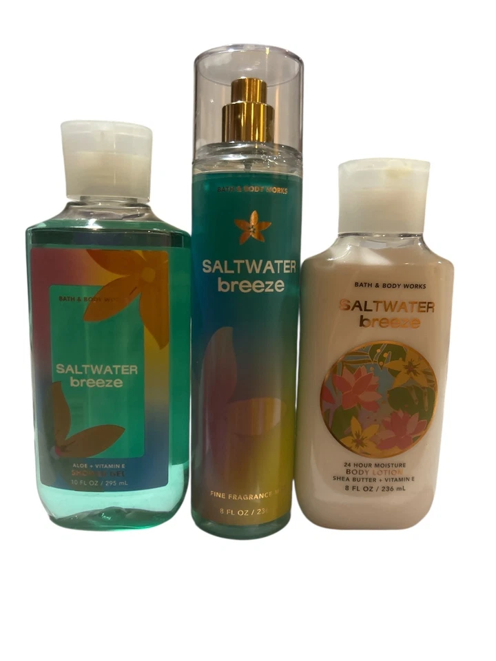 Juego de 3 piezas Bath & Body Works Saltwater Breeze - Niebla, Loción, Gel Foto 1 de 1