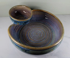 Clarksville Cerámica Estudio Arte Chip and Dip Bowl Violeta/Azul Remolino 9 pulgadas - Imagen 1 de 9