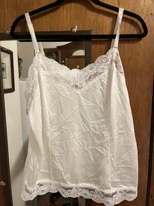Exclusively Yours 2x Camisole White Lace Trim V-Neck Adjustable Strap Vtg Bridal - Picture 1 of 3