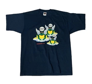 Vintage God's Wise Errr Budweiser Frog Parody T Shirt Men's L Jesus T Puff Print - Picture 1 of 6