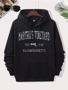 NEW XL Marth's Vineyard Massachusetts Black Hoodie Hooded Sweatshirt - Picture 1 of 4