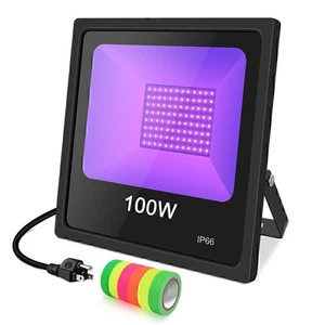 Halloween Black Flood Lights 100W LED Black Lights UV Blacklight for Glow Party - Picture 1 of 11