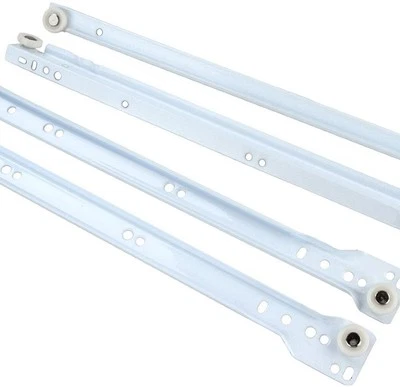 COPPIA GUIDE SCORREVOLI A RULLO PER CASSETTI BIANCHE PORTATA 25 KG - Immagine 1 di 2