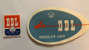 Adesivo decalcomania etichetta bagagli compagnie aeree danesi vintage etichetta aereo originale 1943 - Foto 1 di 5