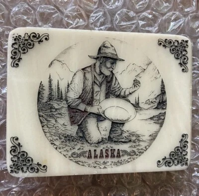  ALASKA GOLD MINER RUSH PROSPECTOR MOUNTAINS 艺术皮带扣 — 第 1/2 张图片