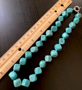 Turquoise Dyed Howlite  Beads Strand Necklace 15 Inch NEW G1 SB-7 - Picture 1 of 3