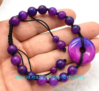 Brazalete Colgante Donut Circular Cuentas Redondas Sugilite Morado Natural 8mm 7.5" Foto 1 de 4