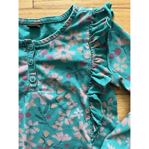 TEA COLLECTION Teal Ruffle Floral Top 6 - Picture 1 of 5
