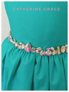 Girls Rhinestone Dress, teal, aqua, pageant, wedding, formal, size 3/4 - Picture 1 of 3