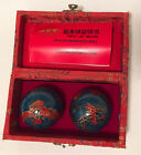 China Synopsis Health Balls Musical 2 Blue Cloisonné Dragon Balls Red Case