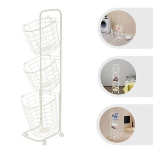 3 Tier Plastic Wheeled Laundry Hamper Rolling Clothes Storage Basket Garbage Bin - Picture 1 of 17