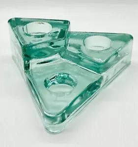 Soporte votivo triangular vintage MCM moderno de vidrio vertido de 3 niveles - Imagen 1 de 7