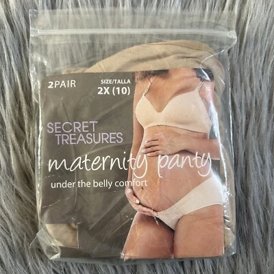 Paquete de 2 bragas de maternidad Secret Treasures para mujer talla 2X (10) Under Belly Comfort Foto 1 de 4