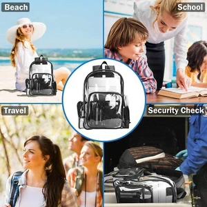 Clear Backpack Bag Women Girl,Waterproof Transparent Beach Gym Schools Gifts New - Picture 1 of 7