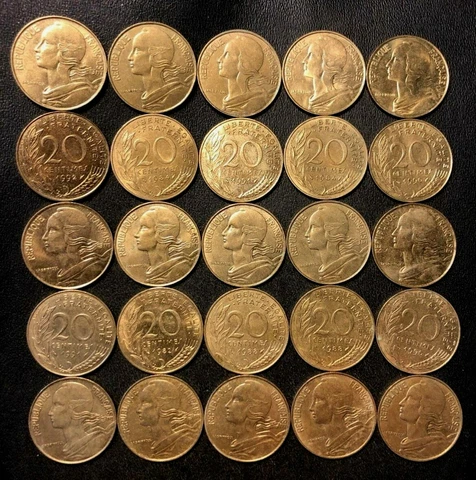 OLD France Coin Lot - 25 Coins - 5/10/20 Centimes - Your Choice - FREE SHIPPING Cover