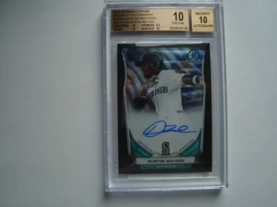 2014 Bowman Chrome Austin Wilson Black Refractor Autograph BGS 10/10 #'d 19/50 - Image 1 of 3