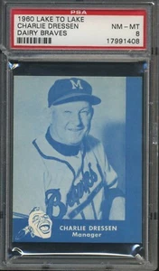 1960 Lake to Lake Braves - Charlie Dressen - PSA 8 NM-MT - Picture 1 of 2