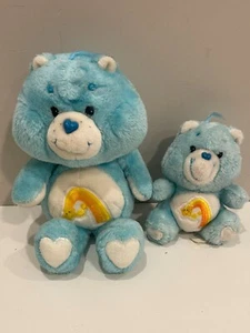 2 VINTAGE 1983 Kenner Care Bears TEAL Shooting Star WISH BEARS Plush 13” 8" - Picture 1 of 3