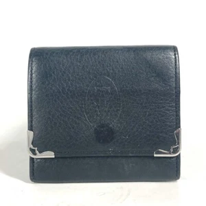 CARTIER Must de Line logo Wallet Coin Compartment coin purse Leather Black - Picture 1 of 11