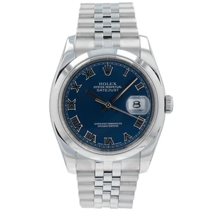 Rolex Mens Datejust 116200 Watch Blue Roman Dial Jubilee Band w/ Box & Paper - Picture 1 of 12