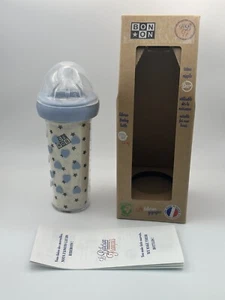 Bonton Baby Bottle Anti Colic Silicone Nipple Le Biberon France Blue Hearts Set - Picture 1 of 12