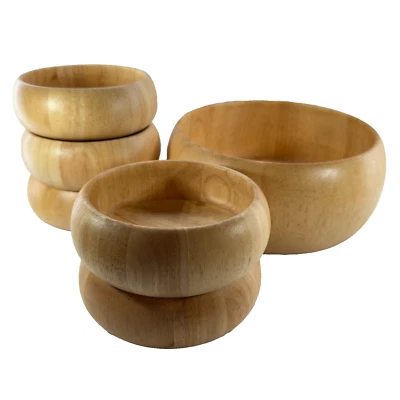 Juego de servir ensaladera de madera vintage The Cellar de 6 piezas de haya hecho en Tailandia Foto 1 de 4