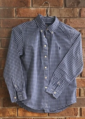 Camisa Polo Ralph Lauren Mediana 10/12 Azul A Cuadros Abotonada Manga Larga Usada Foto 1 de 4