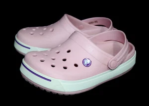 CROCS Kids Crocband II Clogs Youth/Juniors Girls J-3 Petal Pink & Purple - Picture 1 of 5