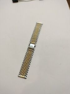 Bracelet de montre vintage Miller en acier inoxydable 2 tons / 5 1/4" X 5/8" comme neuf 
