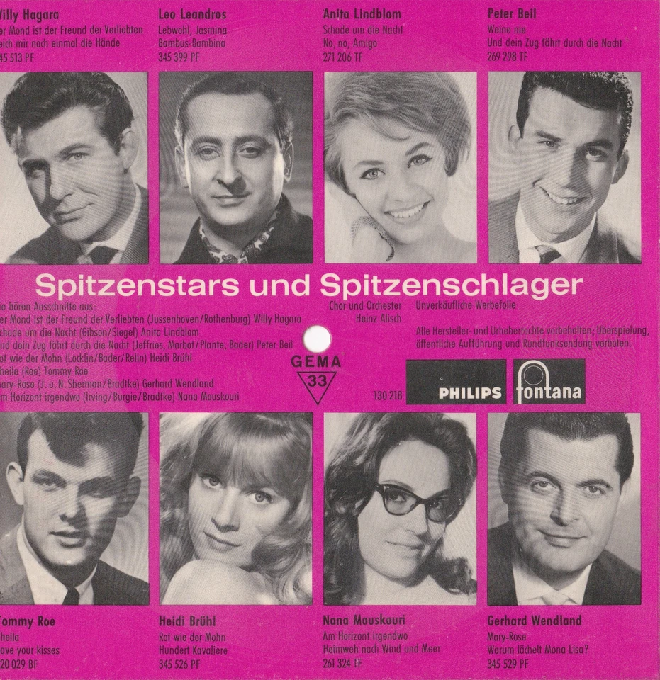 Spitzenstars Und Spitzenschlager - (Willy Hagara...) Flexi-Disc 7" EP 45  - Bild 1 von 1