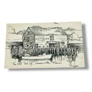 Postal The Old Sail Loft Damariscotta Maine Artista Firmado R Lepper C745 - Imagen 1 de 2