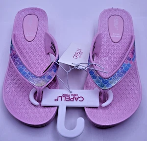 Capelli New York Girls Flip Flop Thong Sandals Slides Mermaid Pink - Size 1/2 - Picture 1 of 5