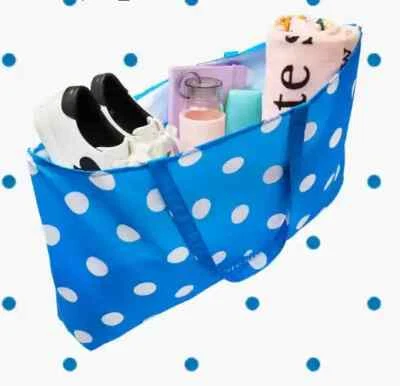 Kate Spade New York Blue Canvas Exra Large Tote White Polka Dot 25" x 15" FS - Image 1 of 2