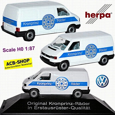 VW T4 Scatola 1990-2003 Mannesmann Kronprinz Ruote Berger Bianco 1:87 Herpa - Immagine 1 di 4