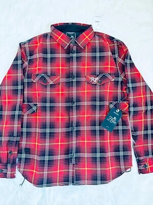 Camisa para hombre Prps de franela terrestre a cuadros roja E97S02 Foto 1 de 4