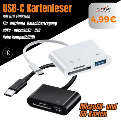 USB C Kartenleser Stick Card Reader SDHC SDXC MicroSD TF Adapter Speicherkarte - Bild 1 von 4